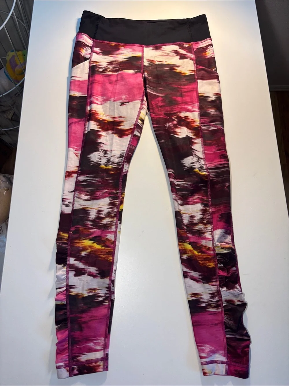 lululemon athletica Pink Multi-Print Leggings with Black Waistband -546sku